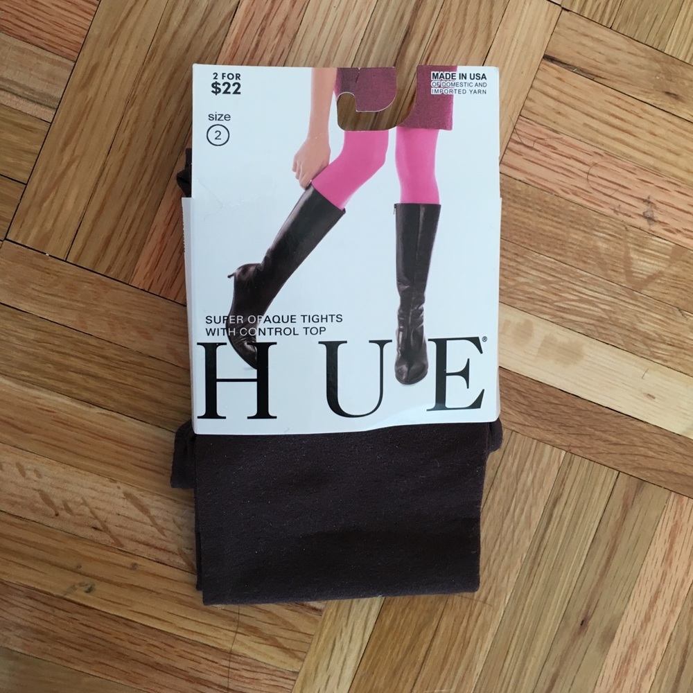 Hue super opaque brown tights NWT