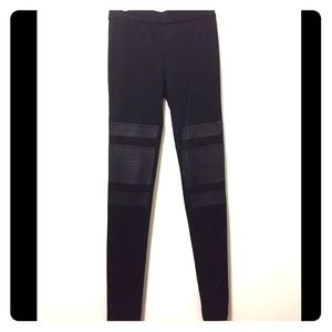 DVF Diane Von Furstenberg Leggings w/ Leather Knee