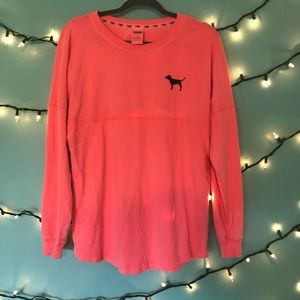 Super cute PINK varsity crew shirt
