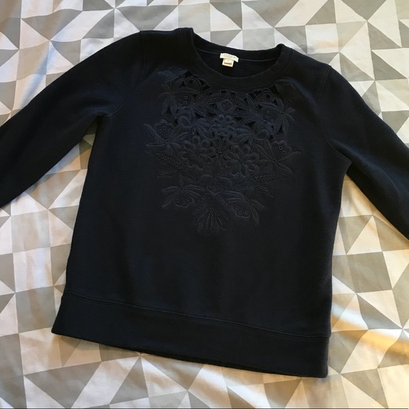 J. Crew Tops - EUC J Crew lace cutout sweatshirt