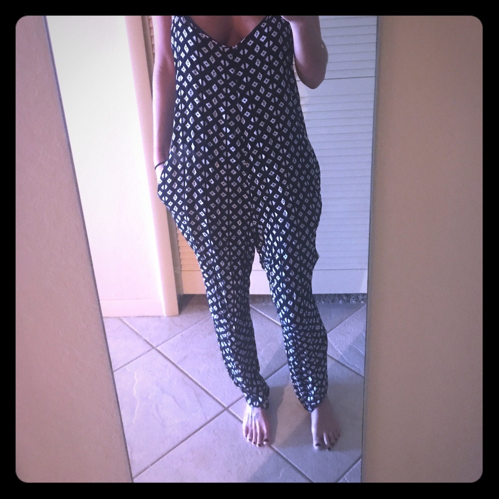 Black and white long jumpsuit