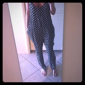 Black and white long jumpsuit