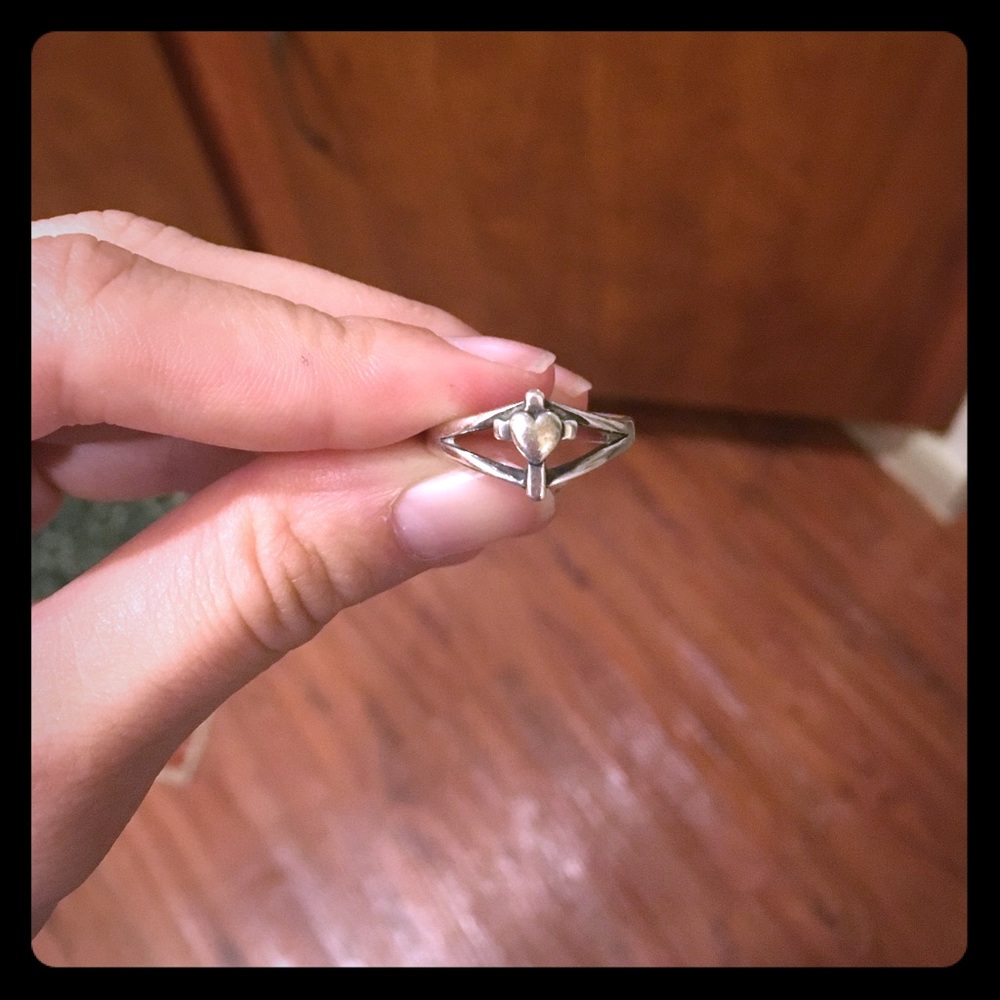 Silver cross with heart James Avery ring