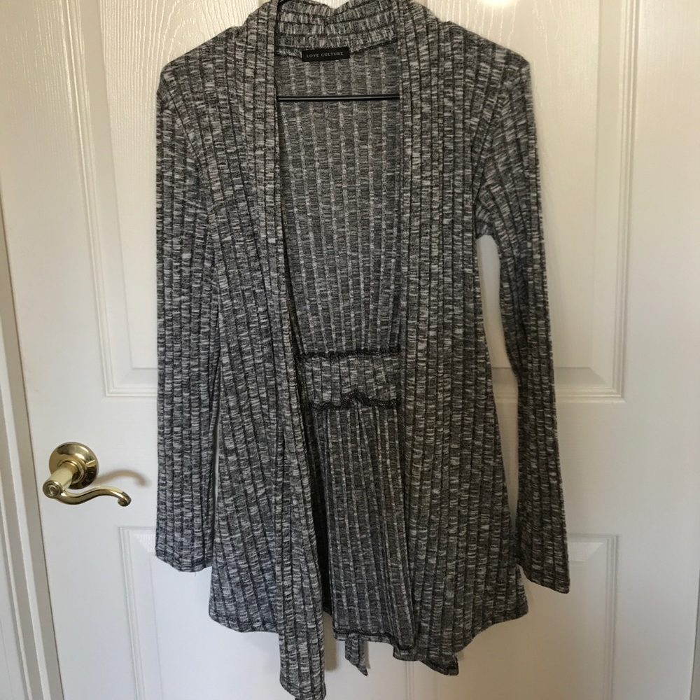 Long sleeve sweater with adjustable tie at waist