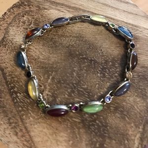 Multi color stone silver Liz Claiborne bracelet