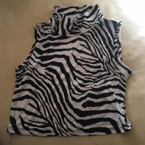 Zebra mock neck crop top
