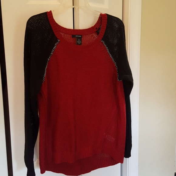 DKNY Jeans Rust Black Mesh Sweater chain detail - Picture 1 of 3