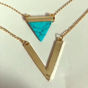 Turquoise and gold triangle necklace