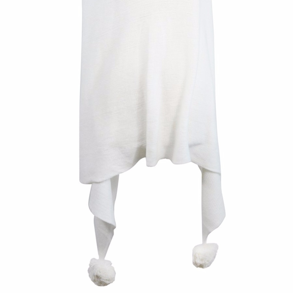SALE! NWT ivory POM POM poncho wrap shawl sweater - Picture 2 of 4