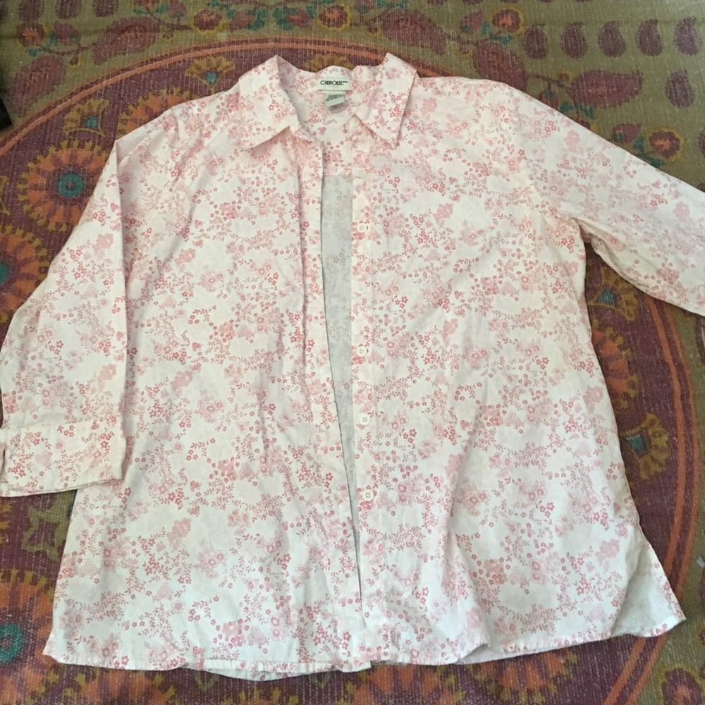 Pink floral button down