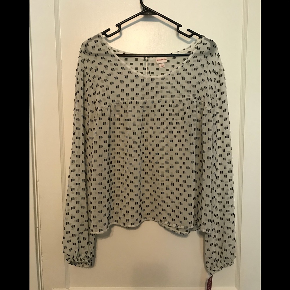 NWT 🌟 Merona Black & White Sheer Blouse
