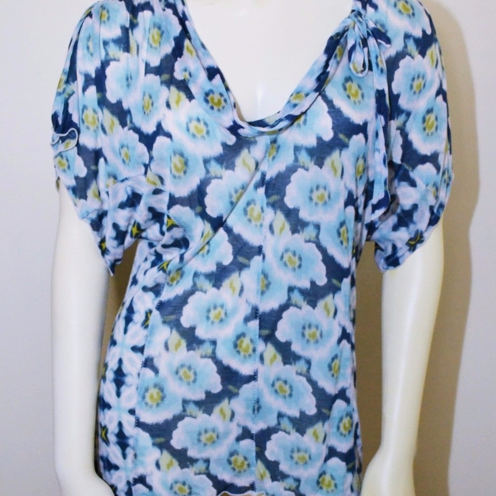 Small Petite Anthropologie Blue Deletta Top Womens