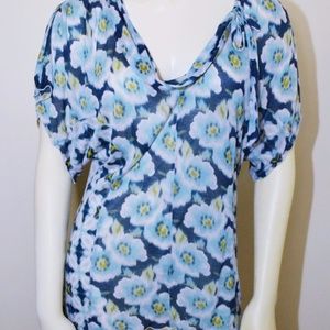 Small Petite Anthropologie Blue Deletta Top Womens