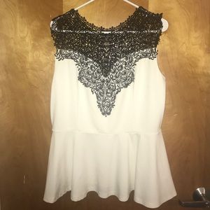 White lace peplum top