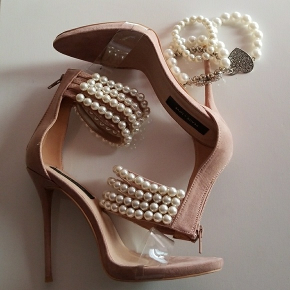 Shoes - Peace + Love pearl  Nude ankle cuff heels