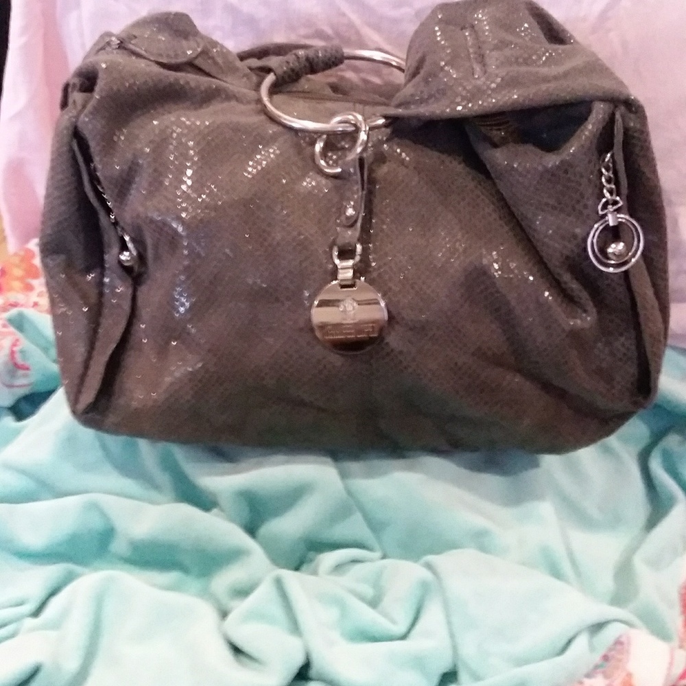 grey and silver stunning purse