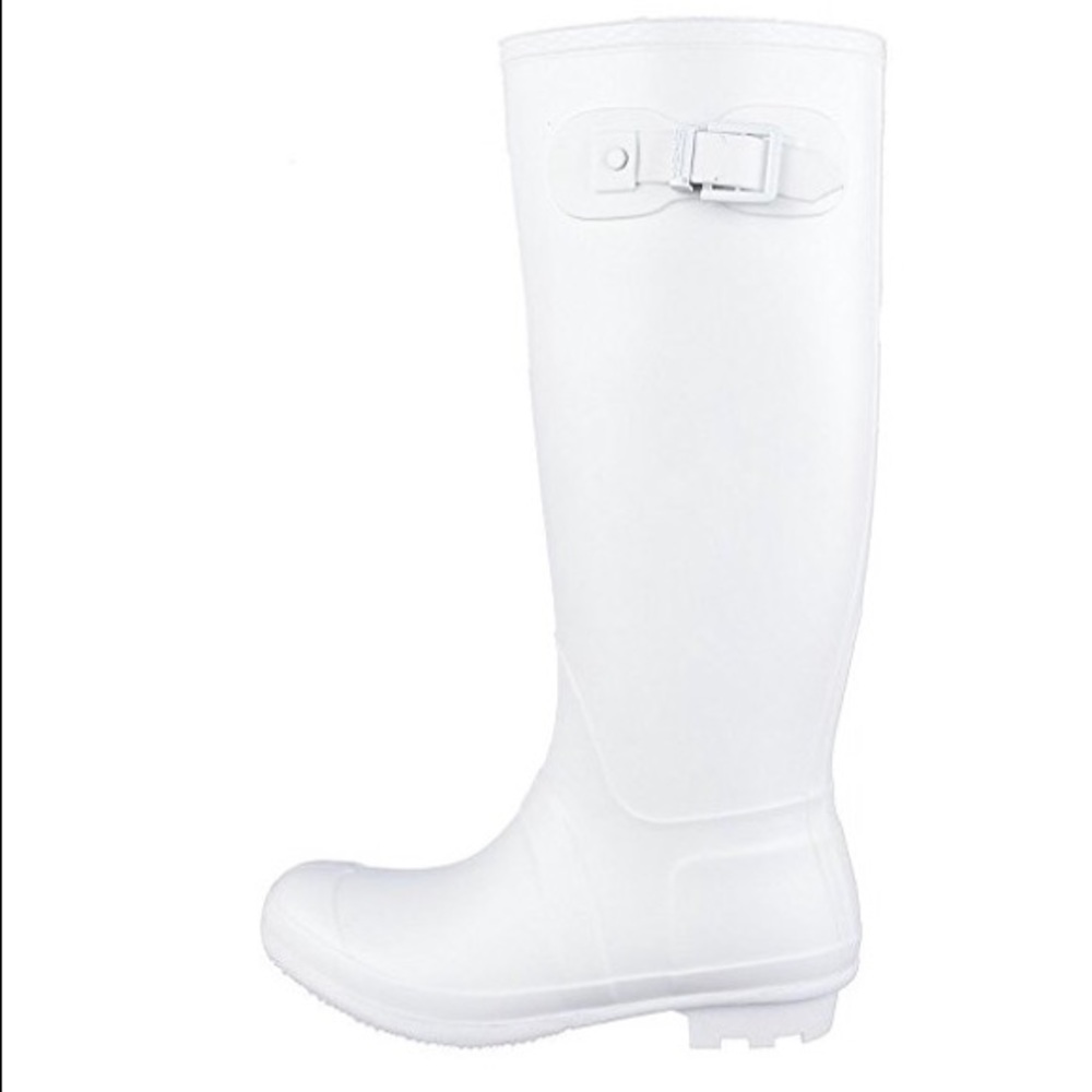 Mid calf white rain boots
