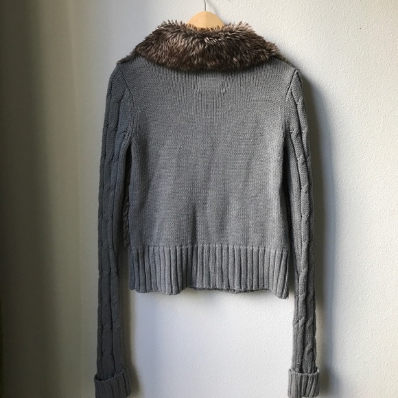 Sweater Jacket with Brown Faux Fur - Picture 3 of 6