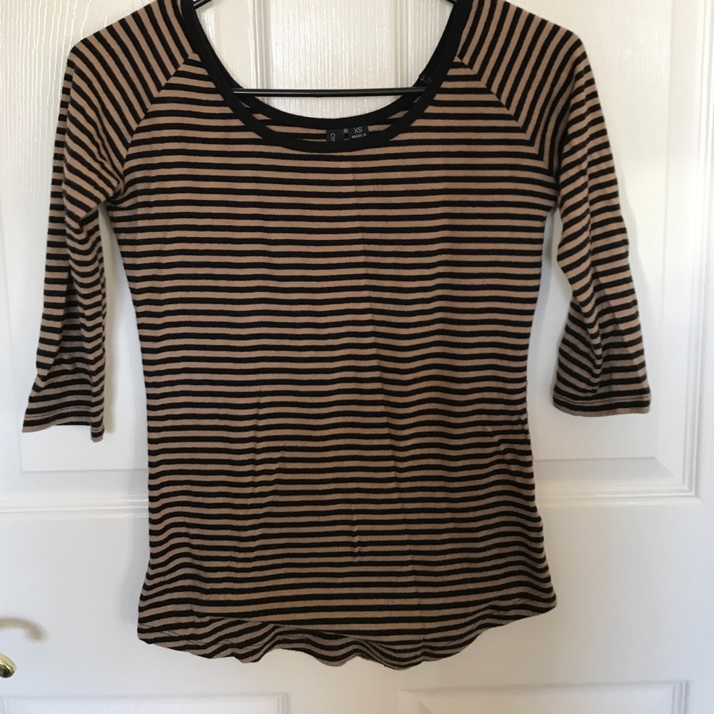 Tan and Black 3/4 Sleeve Shirt
