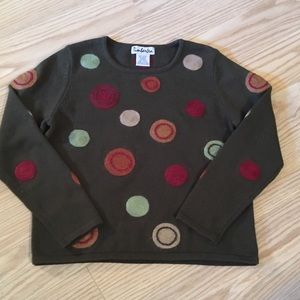 Timberlea Olive Sweater with Circles 100% Cotton S