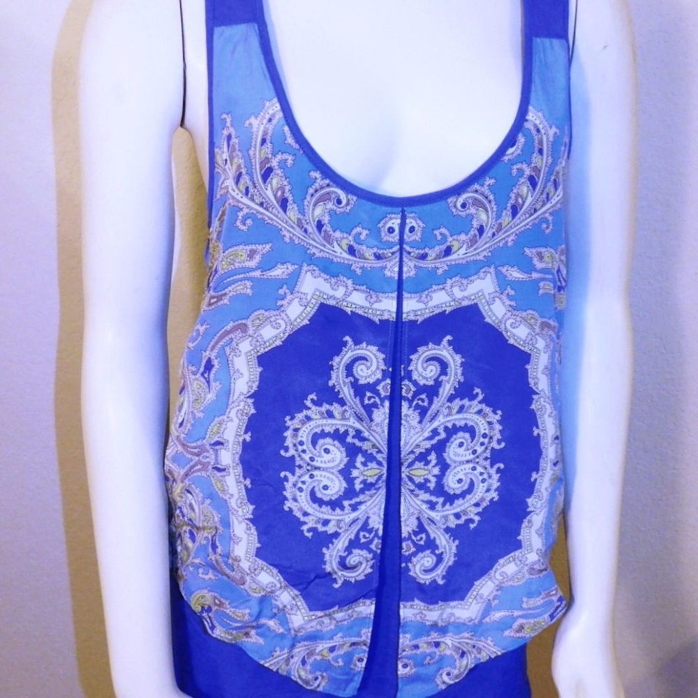 Medium Anthropologie Blue Leifnotes Top Womens