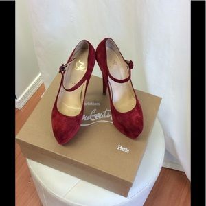 Christian Louboutin Red Suede platform pump
