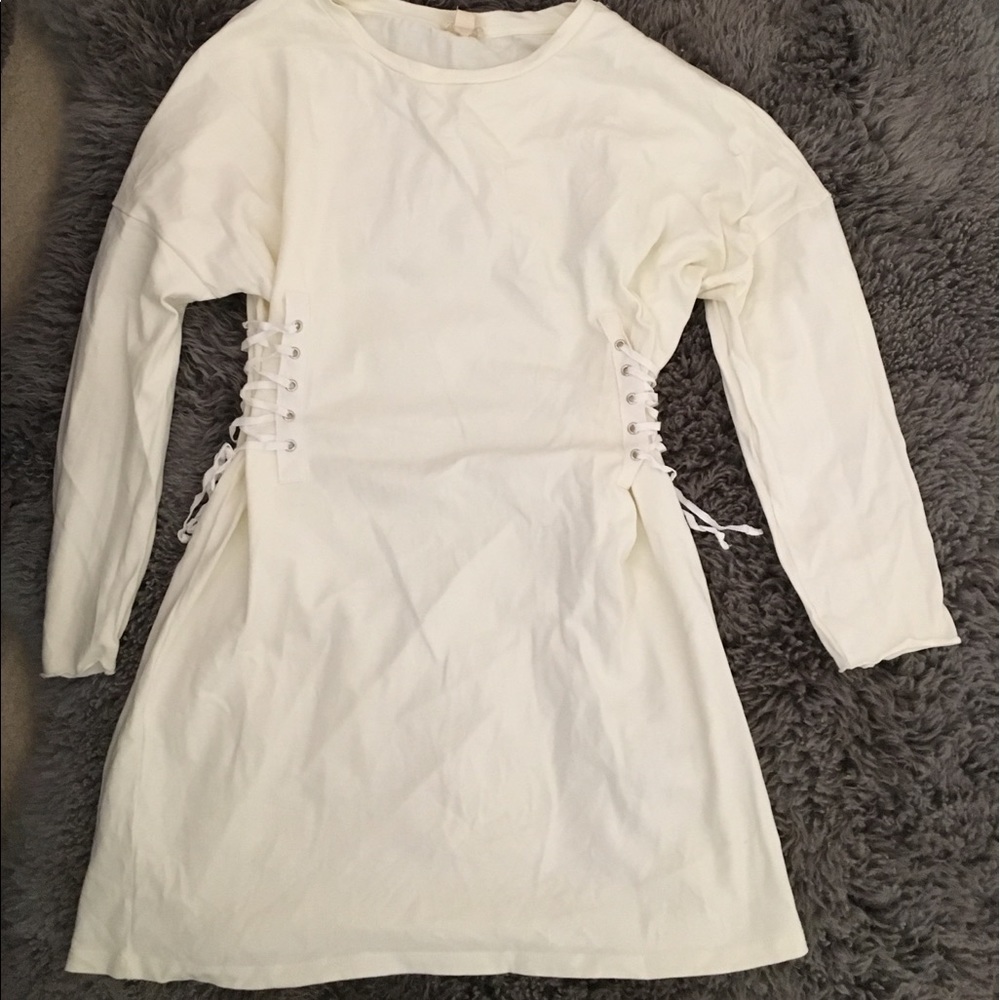 Lace up White Dress