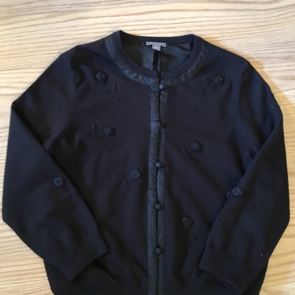 Ann Taylor Black Lined Cardigan Sweater Medium