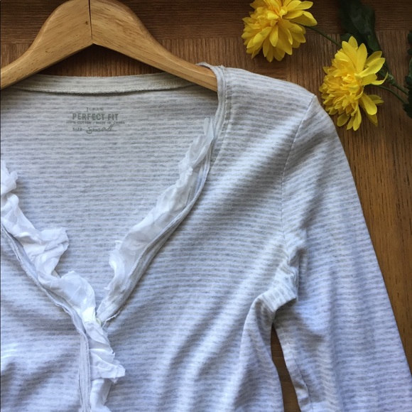 J. Crew Tops - 🎉J. Crew Perfect Fit Striped Henley *Gray/White🎉