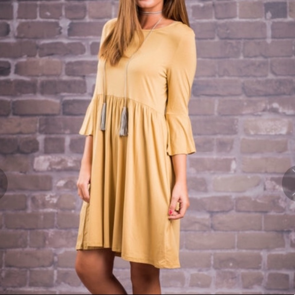 Yellow Bell Sleeve Dress