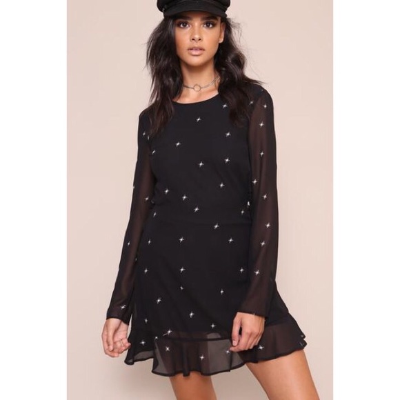 Black Star Embroidered Backless Ruffle Dress - Picture 6 of 8