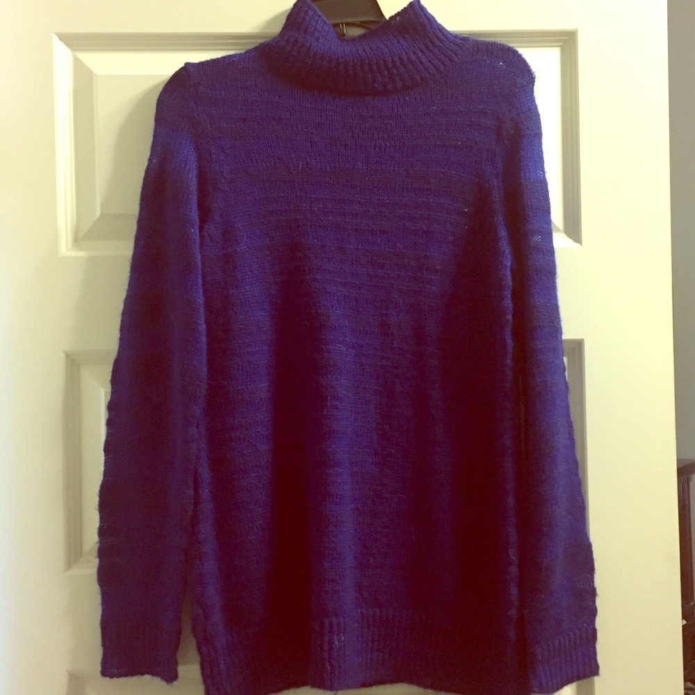 Edgy royal blue pull over sweater.