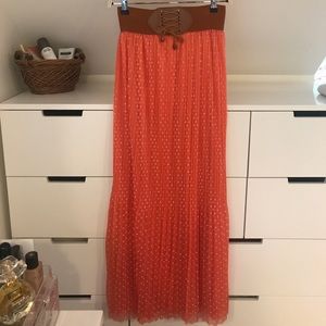 High Waist Polka Dot Maxi Skirt