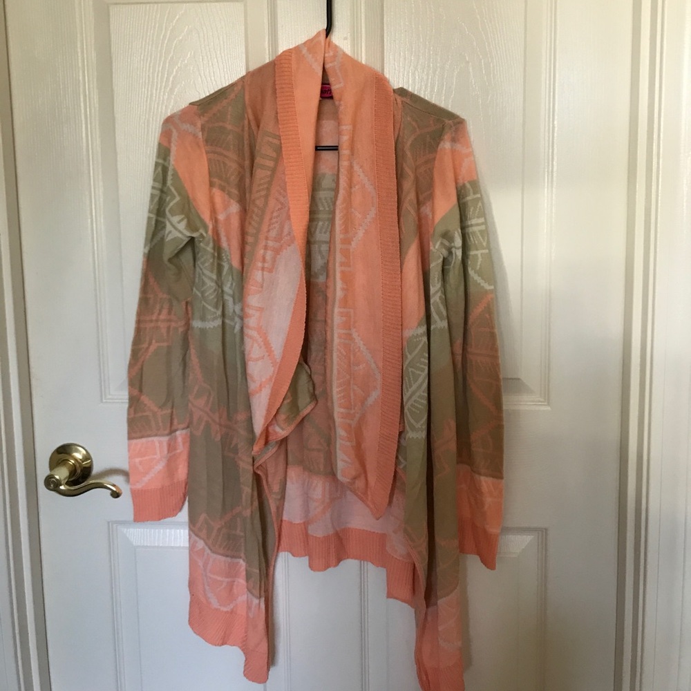 Peach, Cream and Tan Sweater with Aztec Pattern