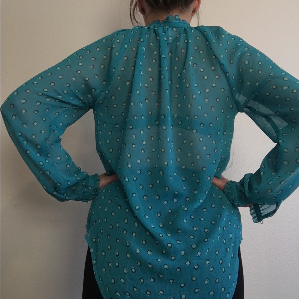 Long sleeve sheer Polka dot shirt