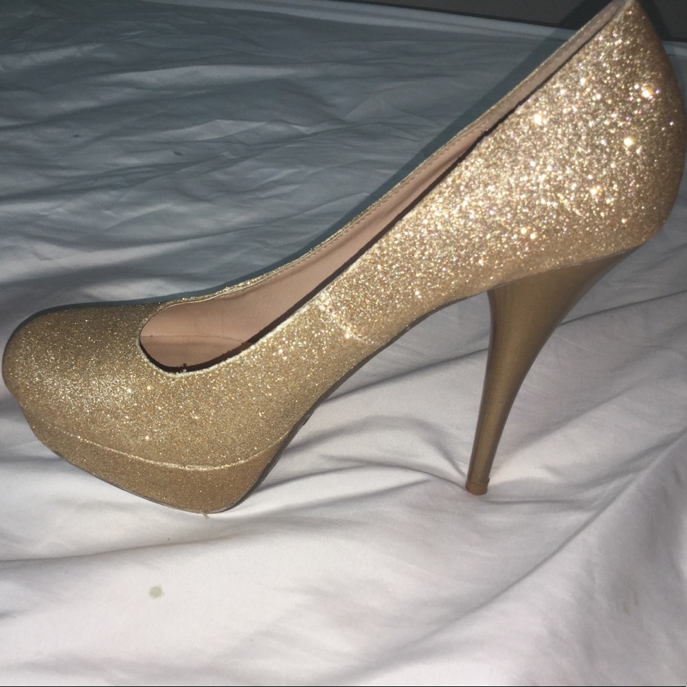 Gold platform heels