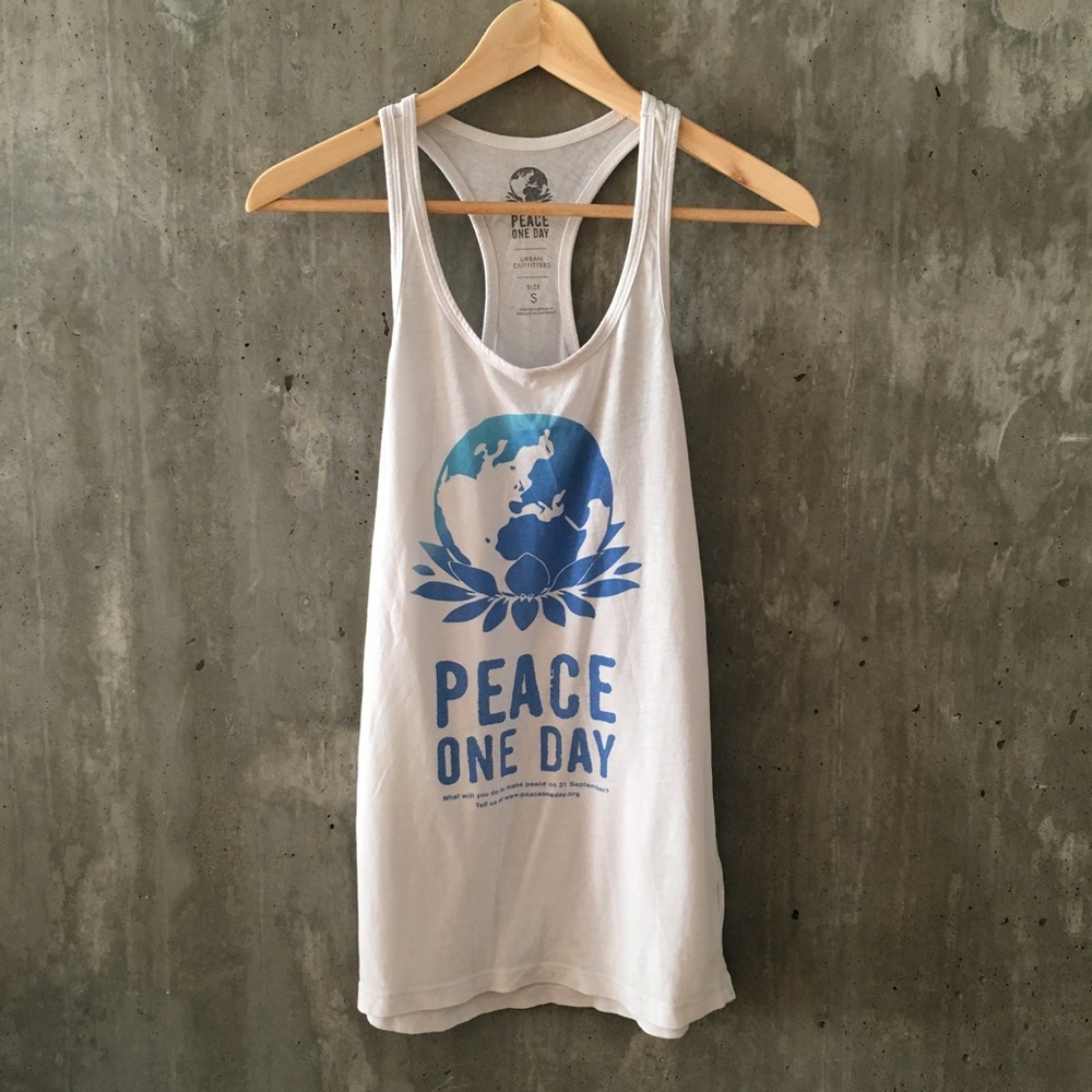 Peace One Day white tank top
