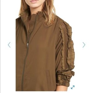 Treasure & Bond ruffle sleeve bomber jacket