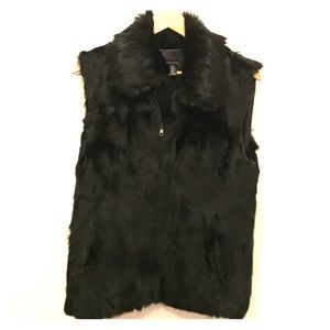 Rabbit fur vest with collar