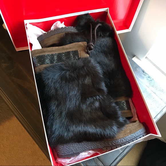 Coach Shoes - Real Fur Beaded Coach Boots - NWT