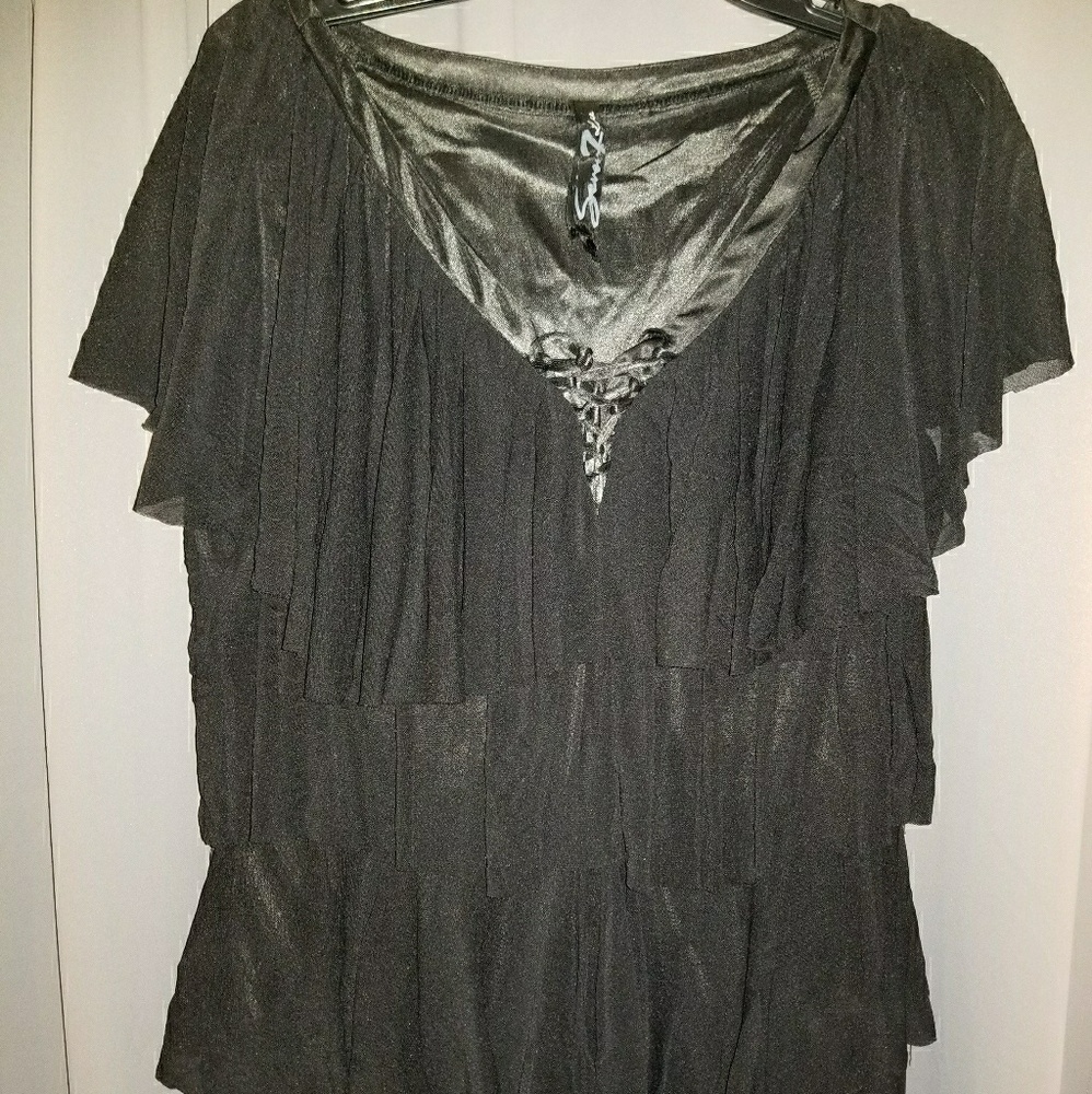 Sheer 4 tiered dressy blouse