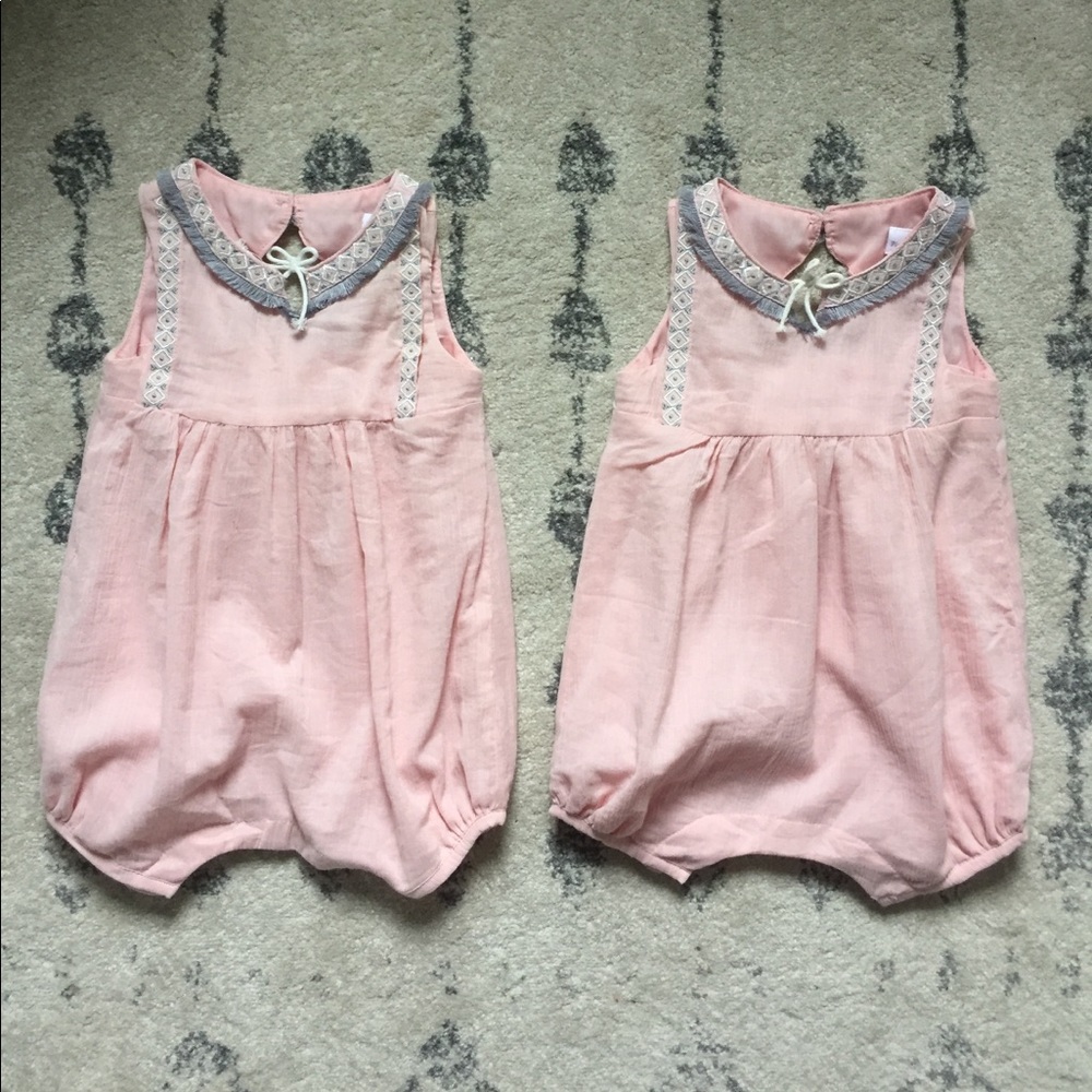 Piper & Posie pink bubble romper x2!