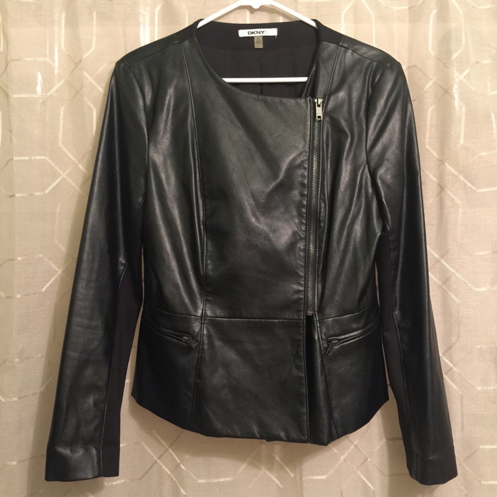 EUC {DKNYC} Vegan Leather & Ponte Panel Jacket - Picture 1 of 8
