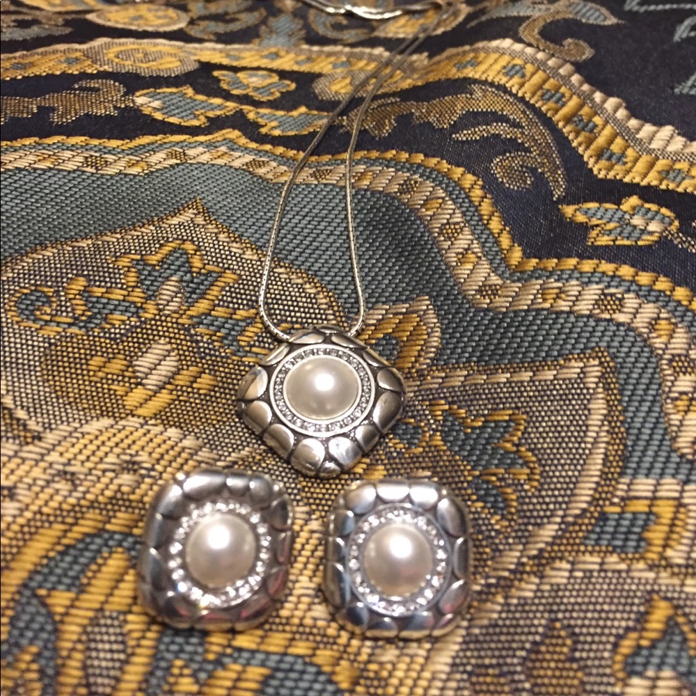 Brighton pearl necklace and earring set