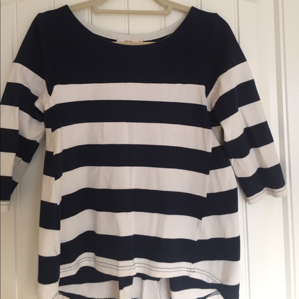 Navy and white striped high low top!