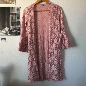 Pink lace kimono