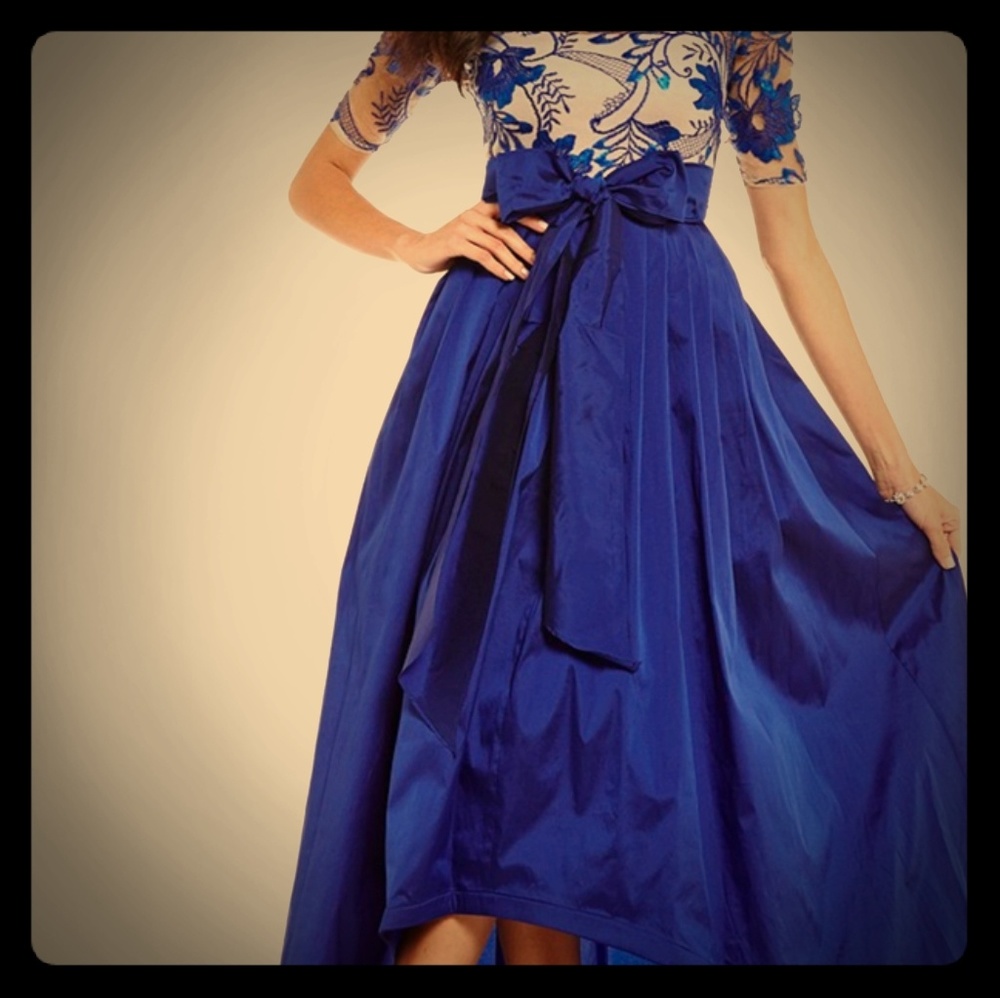 Adrianna Papell Sequin-Bodice Hi-Low Dress