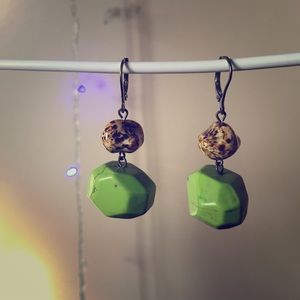 Green and brown earrings