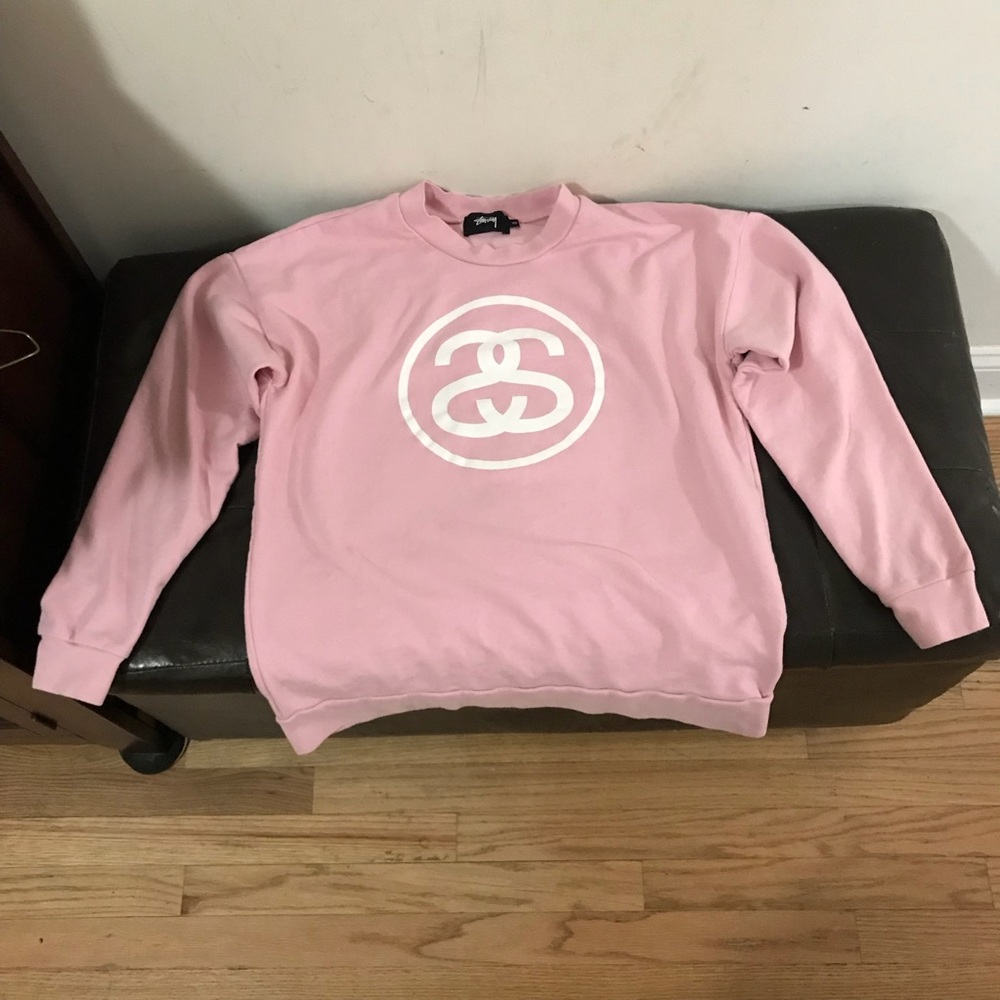 Pink Stussy long Sleeve Crewneck