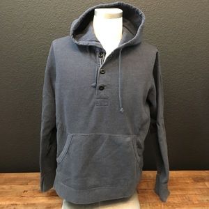 J.Crew Fleece Henley Hoodie - Blue - Size Medium